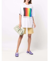 weißes bedrucktes T-Shirt mit einem Rundhalsausschnitt von MAISON KITSUNÉ