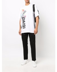 weißes bedrucktes T-Shirt mit einem Rundhalsausschnitt von DSQUARED2