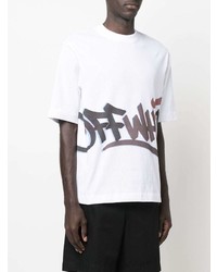 weißes bedrucktes T-Shirt mit einem Rundhalsausschnitt von Off-White