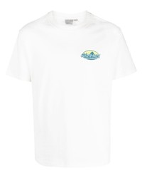weißes bedrucktes T-Shirt mit einem Rundhalsausschnitt von Gramicci
