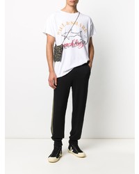 weißes bedrucktes T-Shirt mit einem Rundhalsausschnitt von Greg Lauren X Paul & Shark