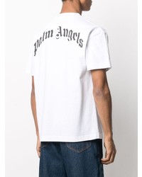 weißes bedrucktes T-Shirt mit einem Rundhalsausschnitt von Palm Angels