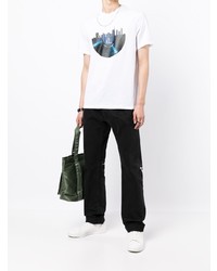 weißes bedrucktes T-Shirt mit einem Rundhalsausschnitt von Armani Exchange