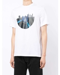 weißes bedrucktes T-Shirt mit einem Rundhalsausschnitt von Armani Exchange