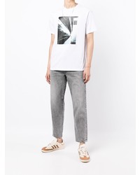 weißes bedrucktes T-Shirt mit einem Rundhalsausschnitt von Armani Exchange