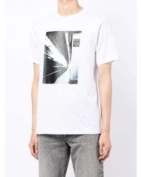 weißes bedrucktes T-Shirt mit einem Rundhalsausschnitt von Armani Exchange