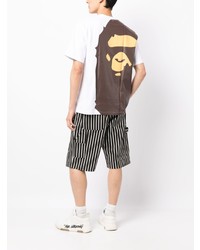 weißes bedrucktes T-Shirt mit einem Rundhalsausschnitt von A Bathing Ape