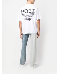 weißes bedrucktes T-Shirt mit einem Rundhalsausschnitt von YOUNG POETS