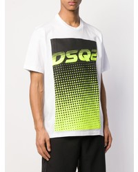 weißes bedrucktes T-Shirt mit einem Rundhalsausschnitt von DSQUARED2