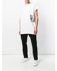 weißes bedrucktes T-Shirt mit einem Rundhalsausschnitt von Damir Doma