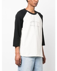 weißes bedrucktes T-Shirt mit einem Rundhalsausschnitt von orSlow