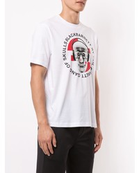 weißes bedrucktes T-Shirt mit einem Rundhalsausschnitt von Blackbarrett