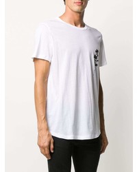 weißes bedrucktes T-Shirt mit einem Rundhalsausschnitt von Ann Demeulemeester