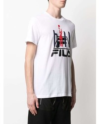 weißes bedrucktes T-Shirt mit einem Rundhalsausschnitt von Fila