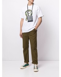 weißes bedrucktes T-Shirt mit einem Rundhalsausschnitt von A Bathing Ape