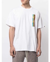 weißes bedrucktes T-Shirt mit einem Rundhalsausschnitt von A Bathing Ape