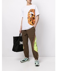 weißes bedrucktes T-Shirt mit einem Rundhalsausschnitt von A Bathing Ape