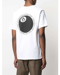 weißes bedrucktes T-Shirt mit einem Rundhalsausschnitt von Stussy