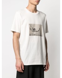 weißes bedrucktes T-Shirt mit einem Rundhalsausschnitt von Saint Laurent