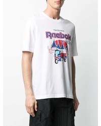 weißes bedrucktes T-Shirt mit einem Rundhalsausschnitt von Reebok