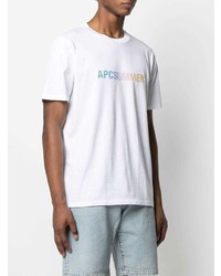 weißes bedrucktes T-Shirt mit einem Rundhalsausschnitt von A.P.C.