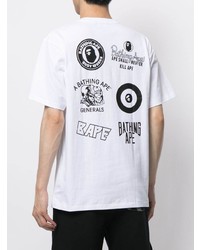 weißes bedrucktes T-Shirt mit einem Rundhalsausschnitt von A Bathing Ape