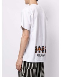 weißes bedrucktes T-Shirt mit einem Rundhalsausschnitt von A Bathing Ape