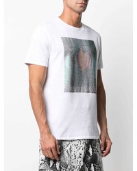 weißes bedrucktes T-Shirt mit einem Rundhalsausschnitt von Just Cavalli