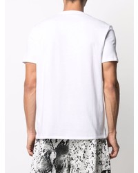 weißes bedrucktes T-Shirt mit einem Rundhalsausschnitt von Just Cavalli