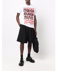 weißes bedrucktes T-Shirt mit einem Rundhalsausschnitt von Black Comme Des Garçons