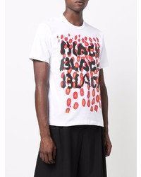 weißes bedrucktes T-Shirt mit einem Rundhalsausschnitt von Black Comme Des Garçons