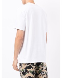 weißes bedrucktes T-Shirt mit einem Rundhalsausschnitt von A Bathing Ape