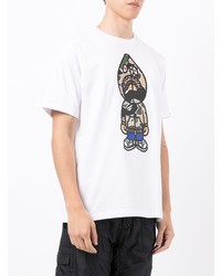 weißes bedrucktes T-Shirt mit einem Rundhalsausschnitt von A Bathing Ape