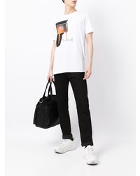 weißes bedrucktes T-Shirt mit einem Rundhalsausschnitt von Armani Exchange