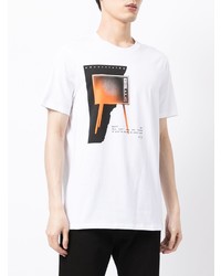 weißes bedrucktes T-Shirt mit einem Rundhalsausschnitt von Armani Exchange