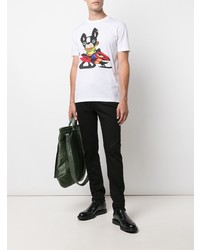 weißes bedrucktes T-Shirt mit einem Rundhalsausschnitt von DSQUARED2