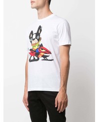 weißes bedrucktes T-Shirt mit einem Rundhalsausschnitt von DSQUARED2