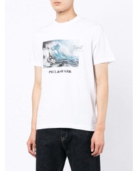 weißes bedrucktes T-Shirt mit einem Rundhalsausschnitt von Paul & Shark