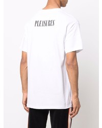 weißes bedrucktes T-Shirt mit einem Rundhalsausschnitt von Pleasures