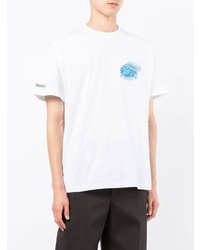 weißes bedrucktes T-Shirt mit einem Rundhalsausschnitt von Jacquemus