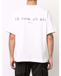 weißes bedrucktes T-Shirt mit einem Rundhalsausschnitt von Ih Nom Uh Nit