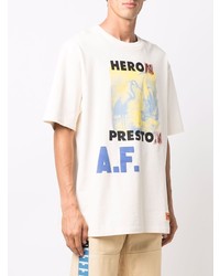 weißes bedrucktes T-Shirt mit einem Rundhalsausschnitt von Heron Preston