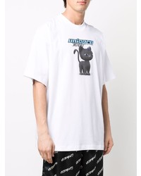 weißes bedrucktes T-Shirt mit einem Rundhalsausschnitt von Vetements