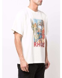 weißes bedrucktes T-Shirt mit einem Rundhalsausschnitt von Rhude