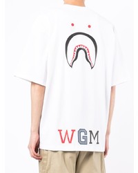 weißes bedrucktes T-Shirt mit einem Rundhalsausschnitt von A Bathing Ape