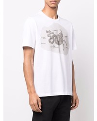 weißes bedrucktes T-Shirt mit einem Rundhalsausschnitt von Brioni