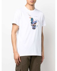 weißes bedrucktes T-Shirt mit einem Rundhalsausschnitt von Maharishi