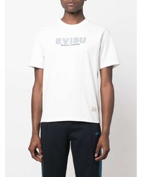 weißes bedrucktes T-Shirt mit einem Rundhalsausschnitt von Evisu