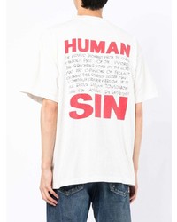 weißes bedrucktes T-Shirt mit einem Rundhalsausschnitt von SAINT MXXXXXX