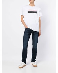 weißes bedrucktes T-Shirt mit einem Rundhalsausschnitt von 7 For All Mankind